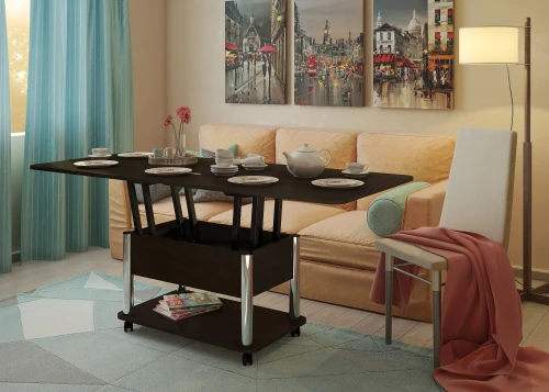 Стол-трансформер Дебют 3, Венге темный/Ножки хром