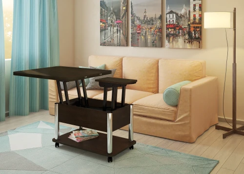 Стол-трансформер Дебют 3, Венге темный/Ножки хром