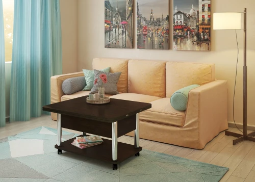 Стол-трансформер Дебют 3, Венге темный/Ножки хром