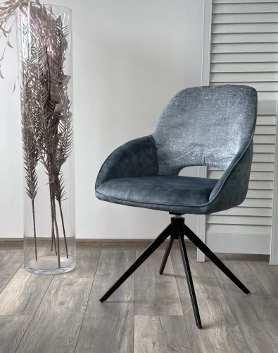 Стул BERRIES 360 град. Синий Loris-37, велюр/ темно-синий 7525-56, велюр/ черный каркас, DISAUR