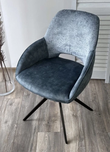 Стул BERRIES 360 град. Синий Loris-37, велюр/ темно-синий 7525-56, велюр/ черный каркас, DISAUR