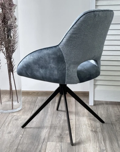 Стул BERRIES 360 град. Синий Loris-37, велюр/ темно-синий 7525-56, велюр/ черный каркас, DISAUR
