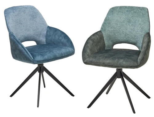 Стул BERRIES 360 град. Синий Loris-37, велюр/ темно-синий 7525-56, велюр/ черный каркас, DISAUR