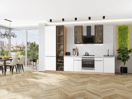 Кухонный гарнитур Фьюжн-08 Silky White Дуб Вотан