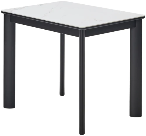 Стол ТЕТ-А-ТЕТ 120  Белый мрамор, керамика / Черный каркас М-City