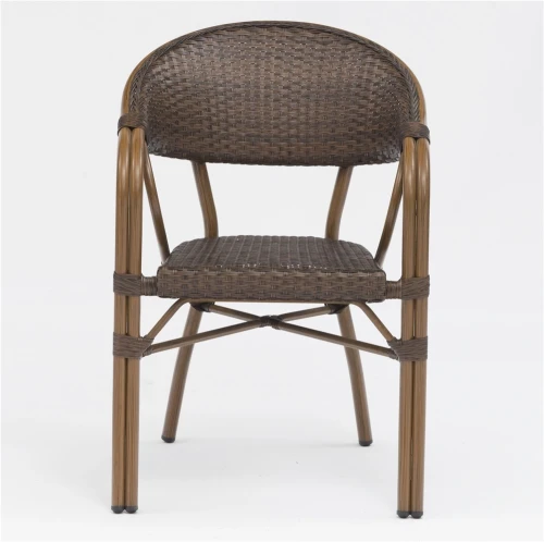 Обеденная мебель из литого алюминия Стол прямоугольный из искусственного ротанга 80*150 БАМБУК «BAMBOO» + 4 Кресел  БАМБУК-2 «BAMBOO-2»