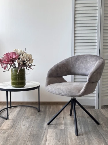 Стул EMBER 360 град. поворот. 7525-180 Серый, велюр/ ENJOY-451 Серый, ткань/ Черный, ®DISAUR