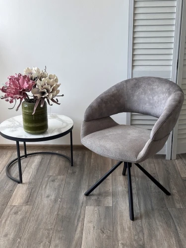 Стул EMBER 360 град. поворот. 7525-180 Серый, велюр/ ENJOY-451 Серый, ткань/ Черный, ®DISAUR