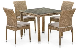 Комплект плетеной мебели T257B/Y380B-W65 Light Brown (4+1)