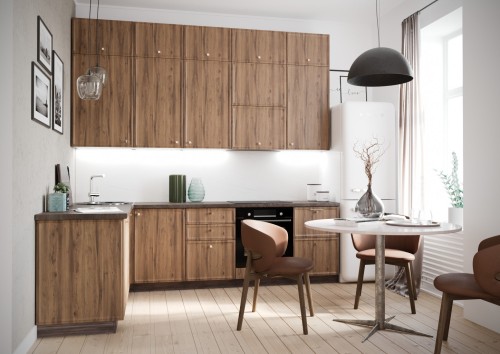 Угловая модульная кухня Беверли 2700х1800 Дуб Бурбон МДФ