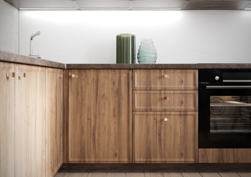 Угловая модульная кухня Беверли 2700х1800 Дуб Бурбон МДФ