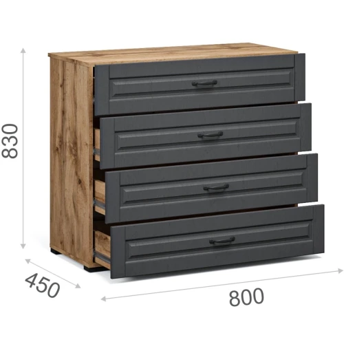 Комод «Лацио» 4ящ, Вотан/Сканди графит