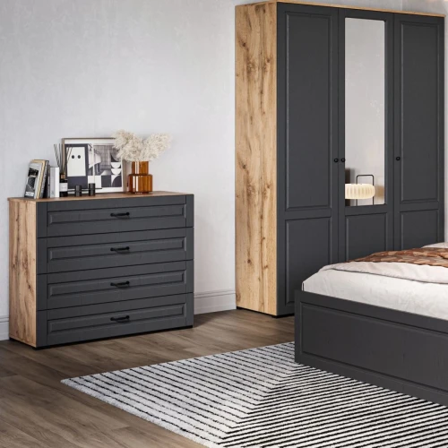 Комод «Лацио» 4ящ, Вотан/Сканди графит