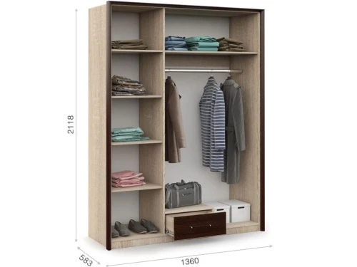 Шкаф «Эшли» 3дв, Венге/сонома