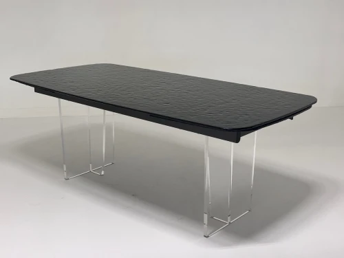 Стол LAURITS 200 GREY, стекло BUBBLE  / Прозрачный каркас ®DISAUR