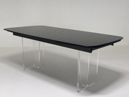 Стол LAURITS 200 GREY, стекло BUBBLE  / Прозрачный каркас ®DISAUR