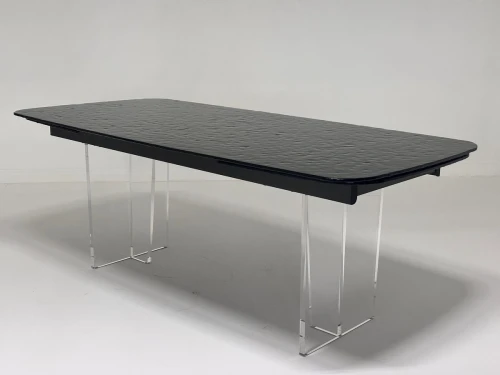 Стол LAURITS 200 GREY, стекло BUBBLE  / Прозрачный каркас ®DISAUR