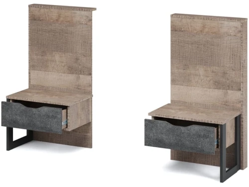 Тумба «Стокгольм» ЛВ/ПР 2шт, Дуб гранж песочный/Железный камень