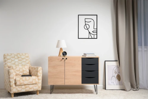 Комод Брюс 16.233, Battle rock FSC Santiago,Черный, Кварц Блэк