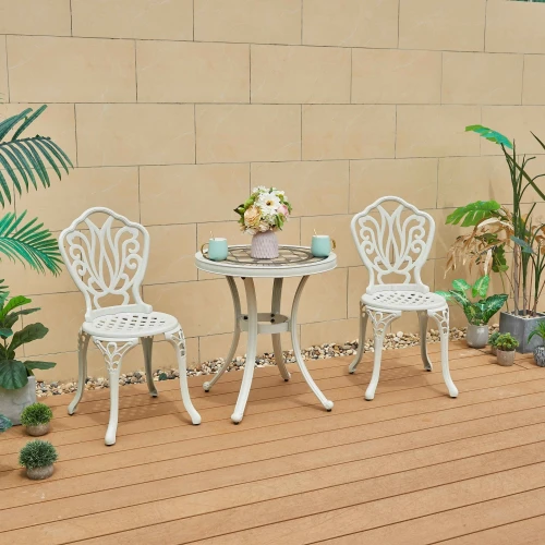 Стол круглый из литого алюминия с керамикой КЕРАМИК «CERAMIC» D60х66  -  White
