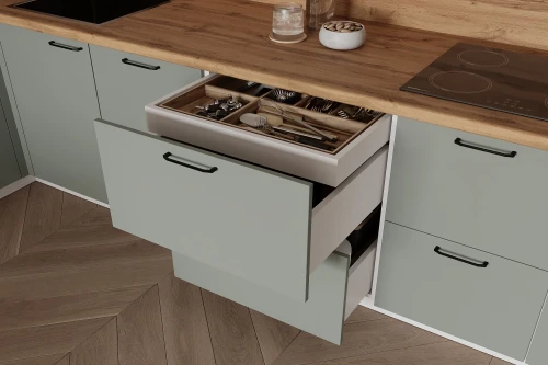 Готовая кухня КГ Угловой 1500*2250 (с пм) Эмаль, Олива  Арника РМ в.2