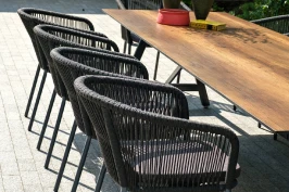 "Куба" обеденная группа на 10 персон, стол HPL "дуб", круглый роуп