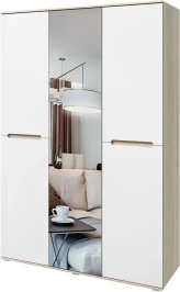 Шкаф трехстворчатый Ким, Белый глянец холодный, Сонома