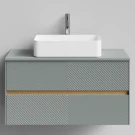 Тумба Аурум 100, пример RAL 7005 Мышино-серый, матовая, 2 ящика, подвесной Vodok с раковиной в комплекте