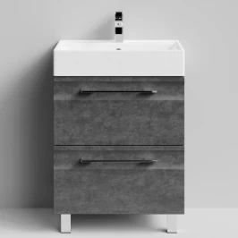 Тумба Мальта 60 напольный, ящики, Серый камень ПВХ 57806 Vodok с раковиной в комплекте