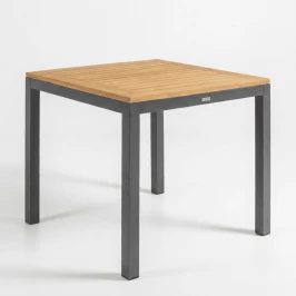 Стол обеденный TELLA алюминий, тик 80x80 см (4 ножки)