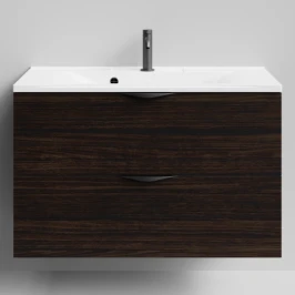Тумба Марко 90 подвесной, ручки Черные, Палисандр ПВХ 43101 Vodok с раковиной в комплекте