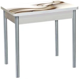 Бронкс фотопечать стол обеденный поворотно-раскладной / текстура 032/дуб молочный/металлик