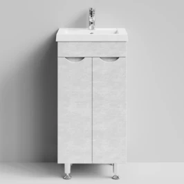 Тумба Смайл 40 напольный, Белый камень ПВХ 57805 Vodok с раковиной в комплекте