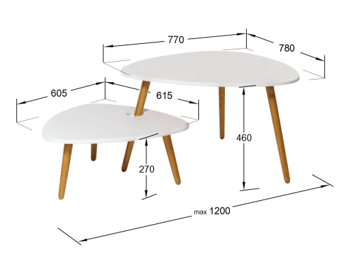 Стол журнальный Стилгрей белый/дуб светлый