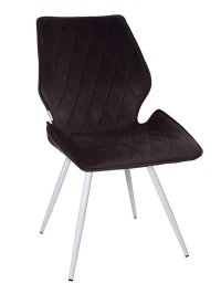 DC230 Стул мягкий, ГОРЬКИЙ ШОКОЛАД#M420-11 велюр, каркас металл, белый КРУГЛЫЙ