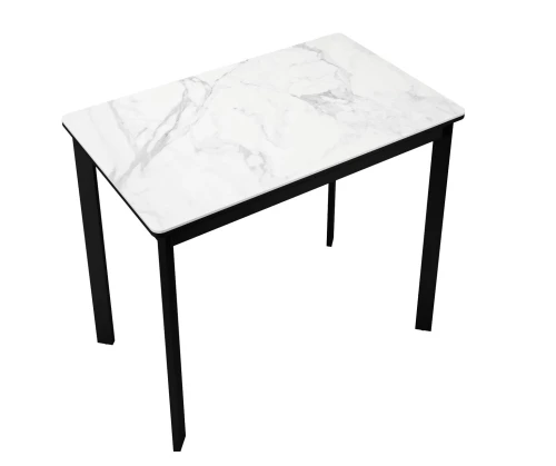 Стол DikLine LK90 Керамика Белый мрамор/подстолье черное/опоры черные