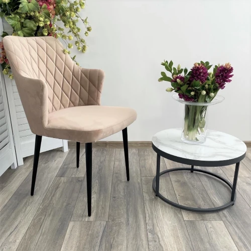 Стул HERMAN БЕЖЕВЫЙ #5, велюр / черный каркас М-City