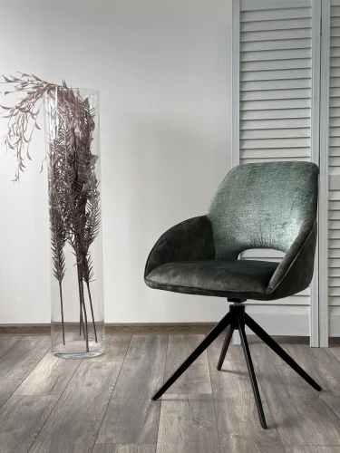 Стул BERRIES 360 град., Зеленый Loris-39, велюр/темно-зеленый 7525-156, велюр/ черный каркас, DISAUR