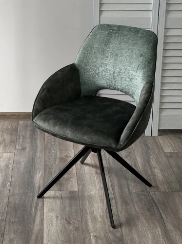 Стул BERRIES 360 град., Зеленый Loris-39, велюр/темно-зеленый 7525-156, велюр/ черный каркас, DISAUR
