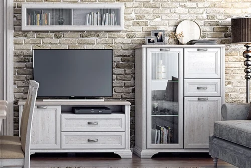 Шкаф с витриной 1V2D1S, MONAKO, цвет Сосна винтаж/дуб анкона