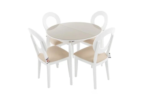 Стол Ривьера СВ D90, Стекло, Эмаль белая/Капучино, 7