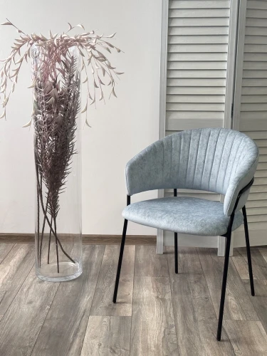 Стул ГЕММА, цвет RAIN 13 blue, велюр / черный каркас М-City