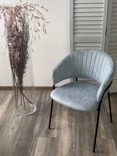 Стул ГЕММА, цвет RAIN 13 blue, велюр / черный каркас М-City