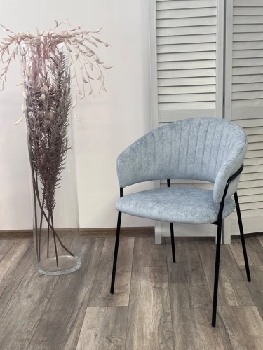 Стул ГЕММА, цвет RAIN 13 blue, велюр / черный каркас М-City