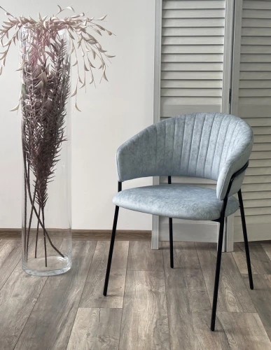 Стул ГЕММА, цвет RAIN 13 blue, велюр / черный каркас М-City