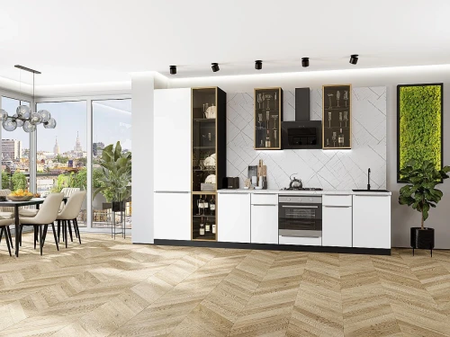 Кухонный гарнитур Фьюжн-08 Silky White Graphite