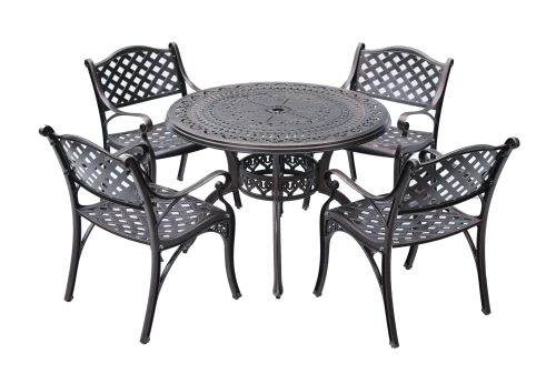 Комплект из литого алюминия стол Орхидея(100см) + 4 кресла Лион