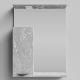 Зеркало Марко 60, ручки Черные, Мрамор Белый софт тач 4044-2, левый