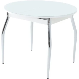 Стол «Ривьера» круг, стекло белый, опоры хром