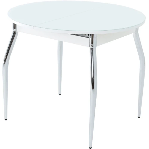 Стол «Ривьера» круг, стекло белый, опоры хром